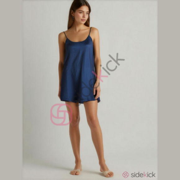 Vintage MED The Lingerie Collection Teddy Nightie Gown Silk Royal Blue M - Picture 2 of 11